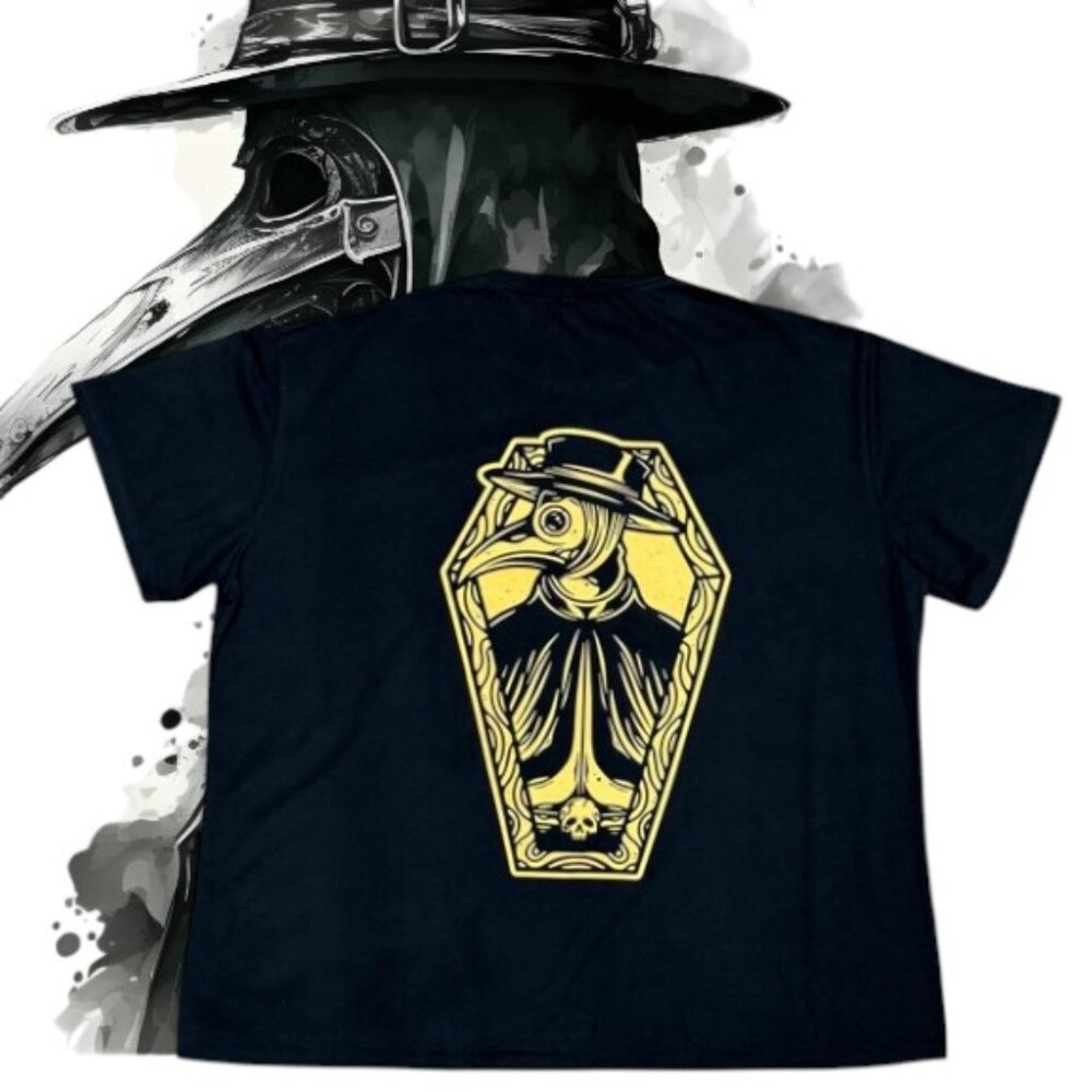Plague Doctor Coffin Black Death Occult Dark Humor Steam Punk Graphic T-Shirt 4X